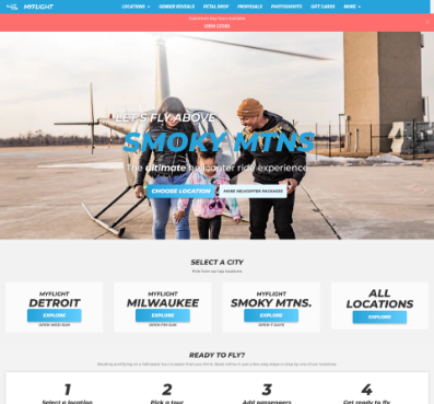 Screenshot of MyFlightTours web app