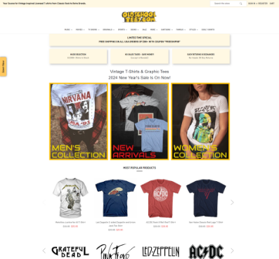 Screenshot of Old School Tees web app